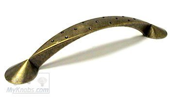 5" Centers Spotted Curved Pull in Antique Brass