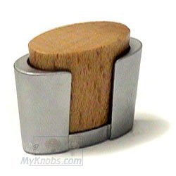 Oval Knob with Wood Insert in Matte Nickel