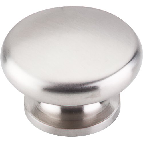 Flat Round 1 1/2" Diameter Mushroom Knob in Brushed Stainless Steel