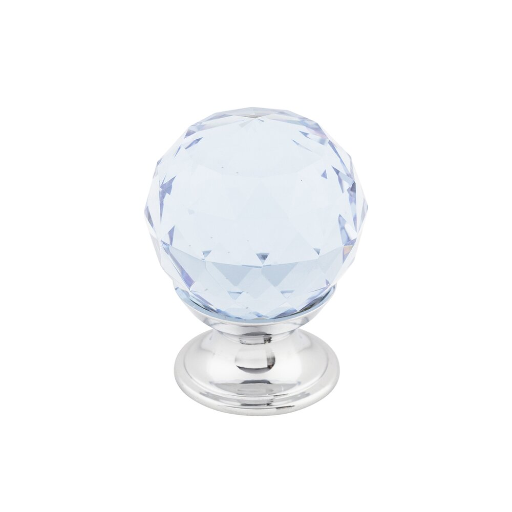 Light Blue Crystal 1 1/8" Diameter Mushroom Knob in Polished Chrome