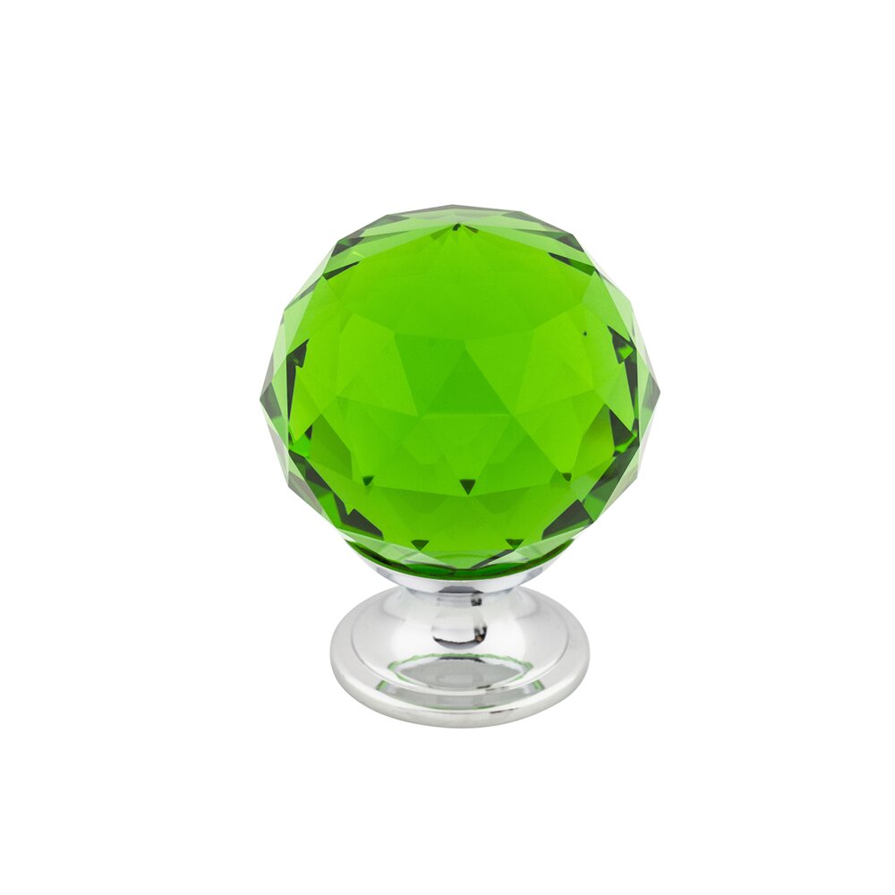 Green Crystal 1 3/8" Diameter Mushroom Knob in Polished Chrome