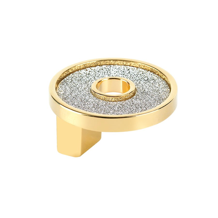 1 1/4" Small Round Knob With Hole - Sparkling Swarovski in Gold