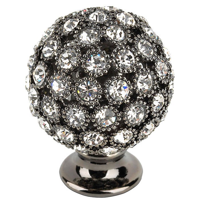 1" Small Round Knob Black Nickel with Swarovski Crystals