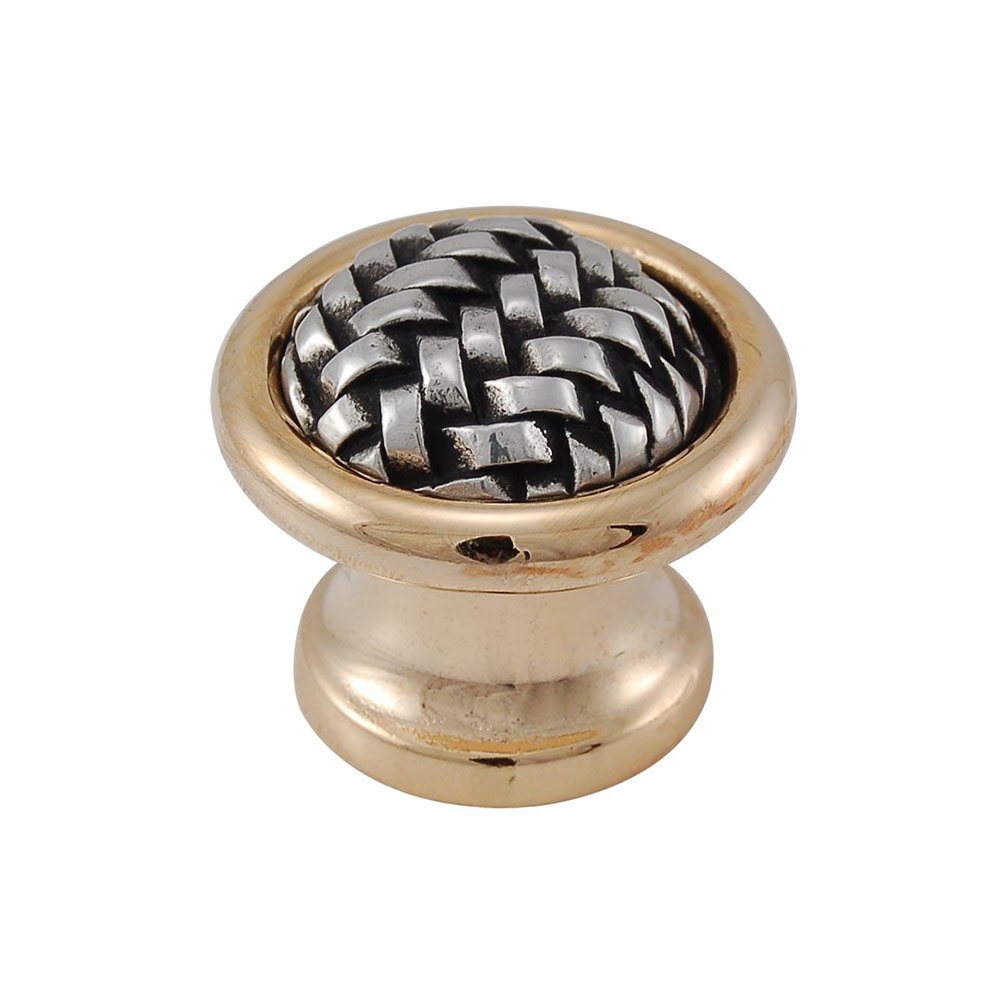 Braided Large Two Tone Knob 1 1/4" in Silver And Gold