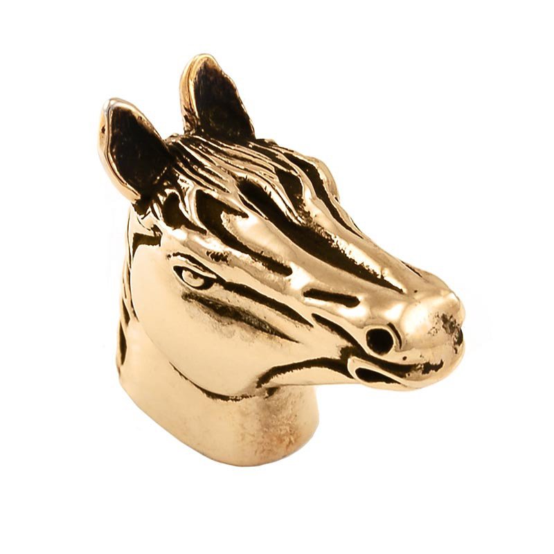 Large Horse Head Knob in Antique Gold