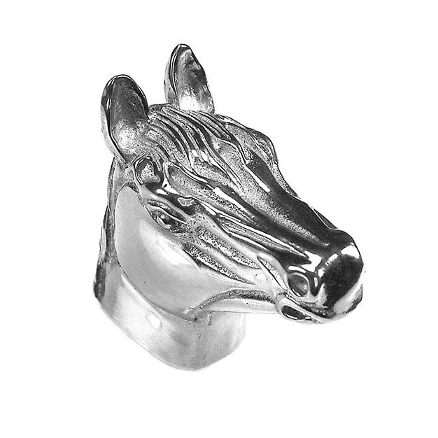 Large Horse Head Knob in Polished Silver