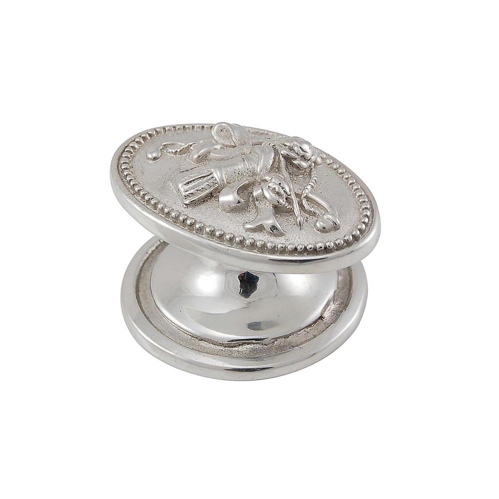 Oval Trim & Tassel Knob in Polished Nickel