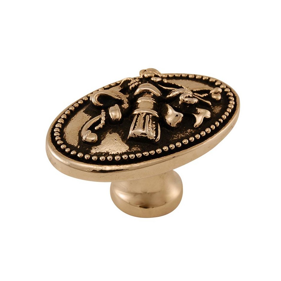 Oval Knob with Small Base in Antique Gold