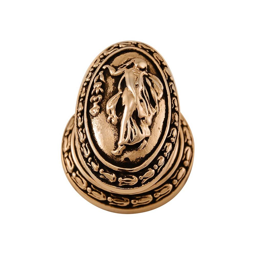 Oval Walking Lady Knob in Antique Gold