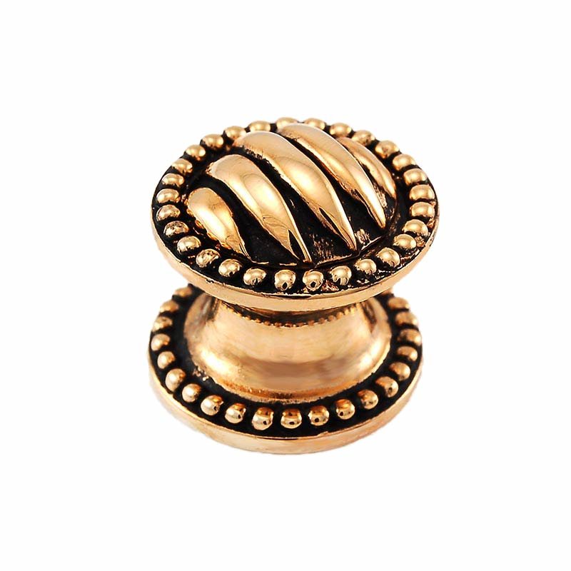 Small Ribbed Knob 1" in Antique Gold