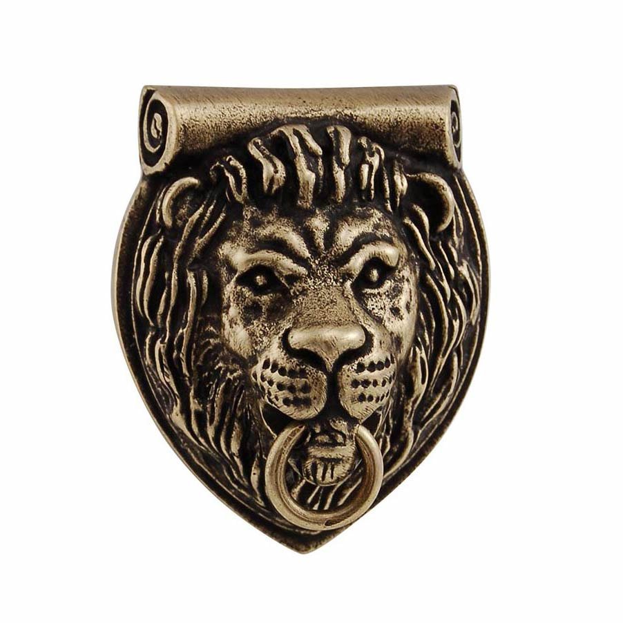 Lion Head Knob in Antique Brass