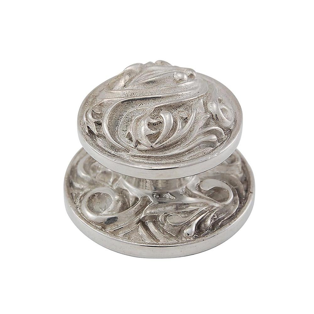 Large Fancy Round Knob in Polished Nickel