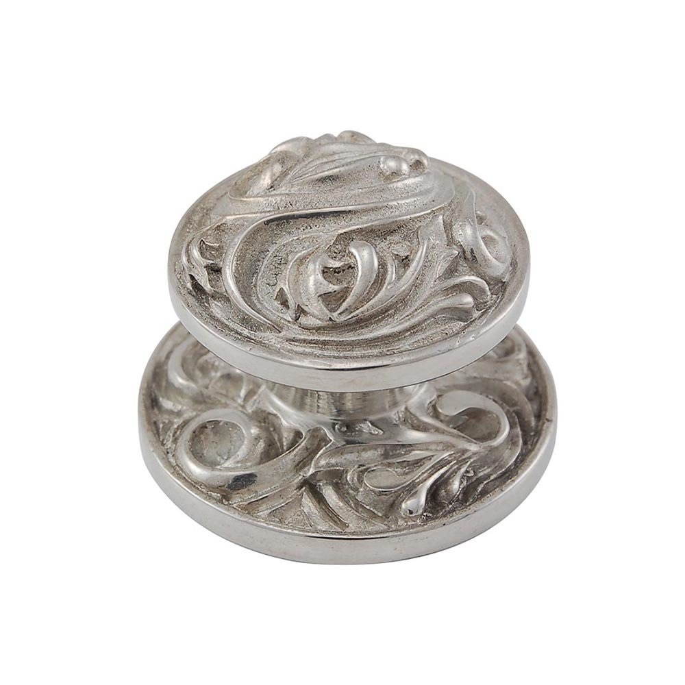 Large Fancy Round Knob in Polished Silver