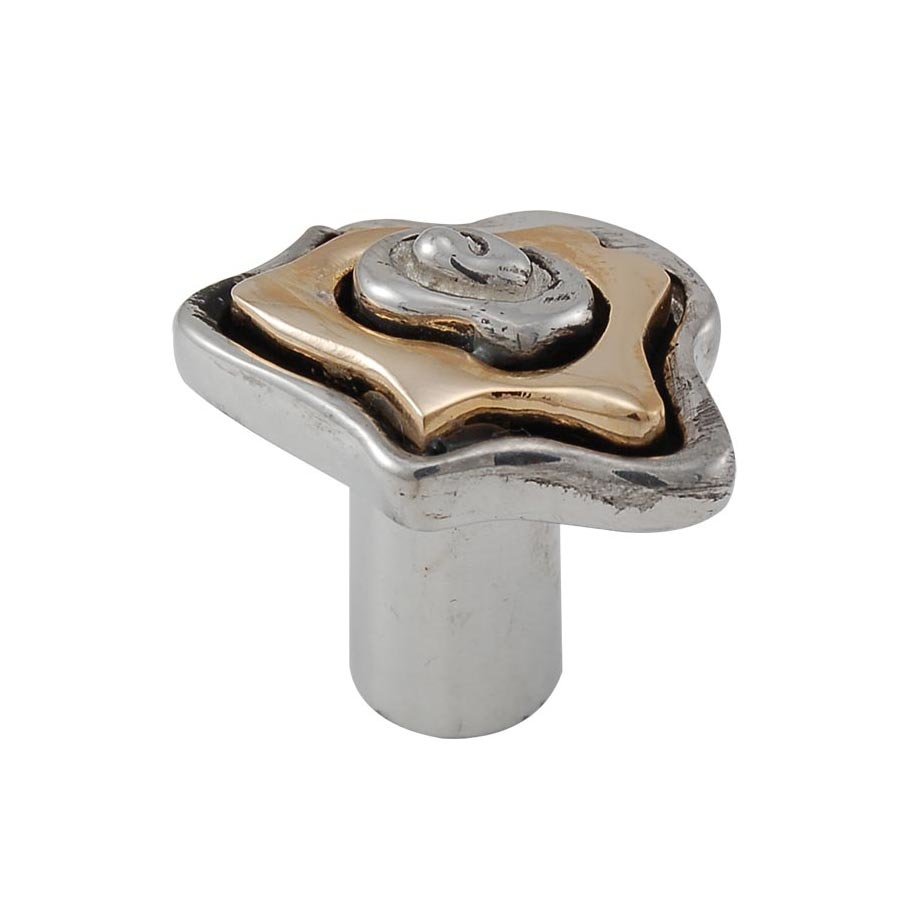 Small Two Tone Wavy Knob in Silver And Gold