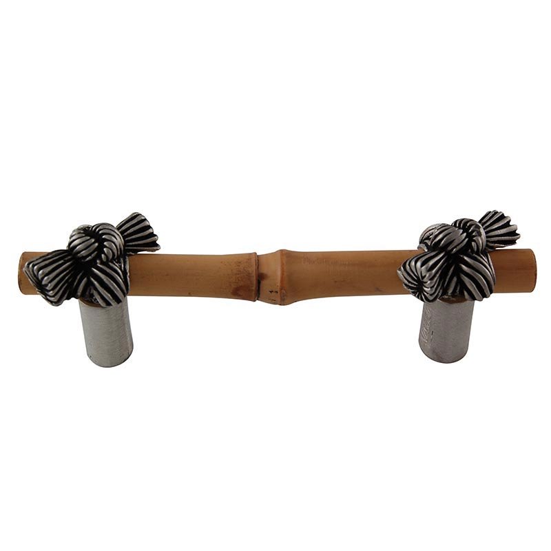 Real Bamboo And Knot Handle 76mm in Antique Nickel