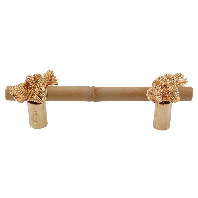Real Bamboo And Knot Handle 76mm in Polished Gold