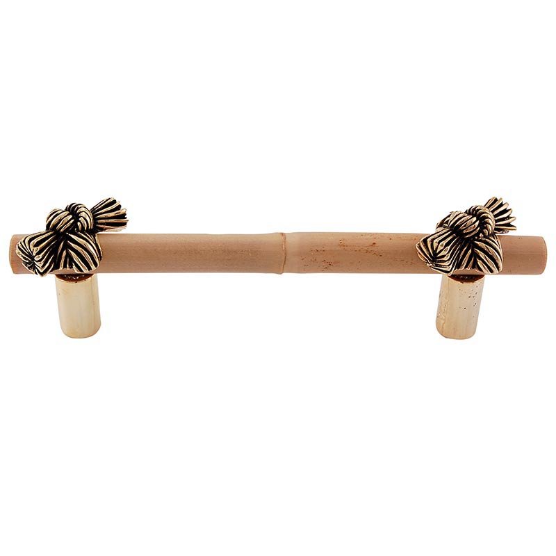 4" Centers Bamboo Knot Pull in Antique Gold