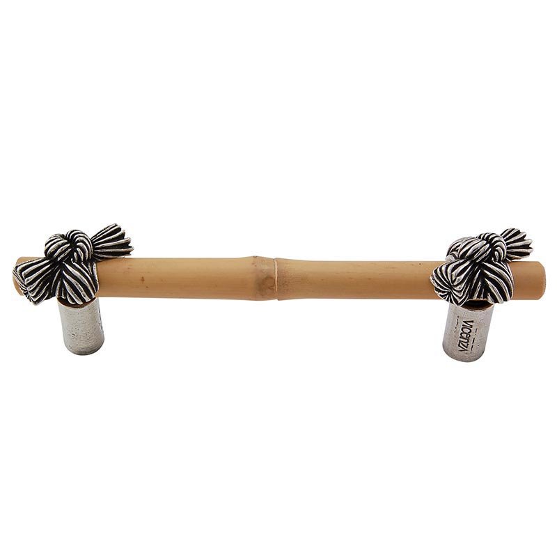 4" Centers Bamboo Knot Pull in Vintage Pewter