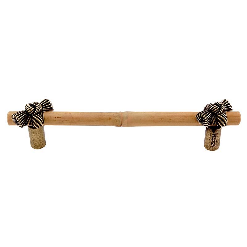 5" Centers Bamboo Knot Pull in Antique Brass