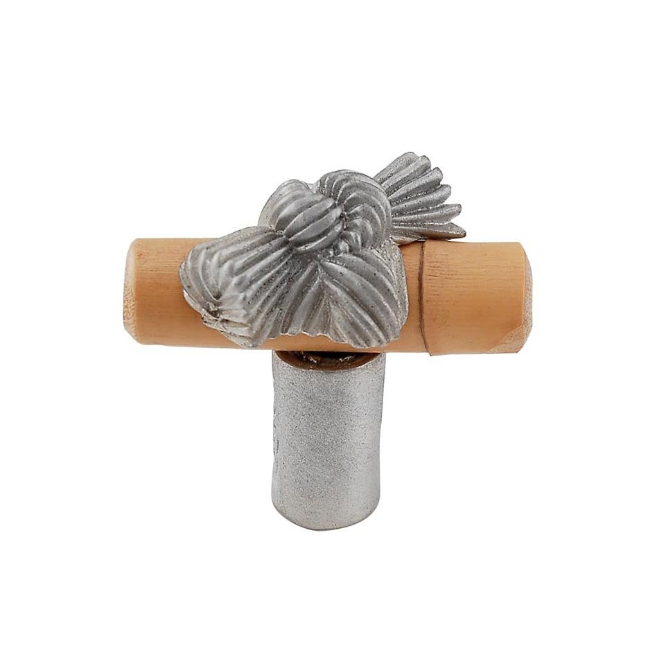 Real Bamboo And Knot Knob in Satin Nickel