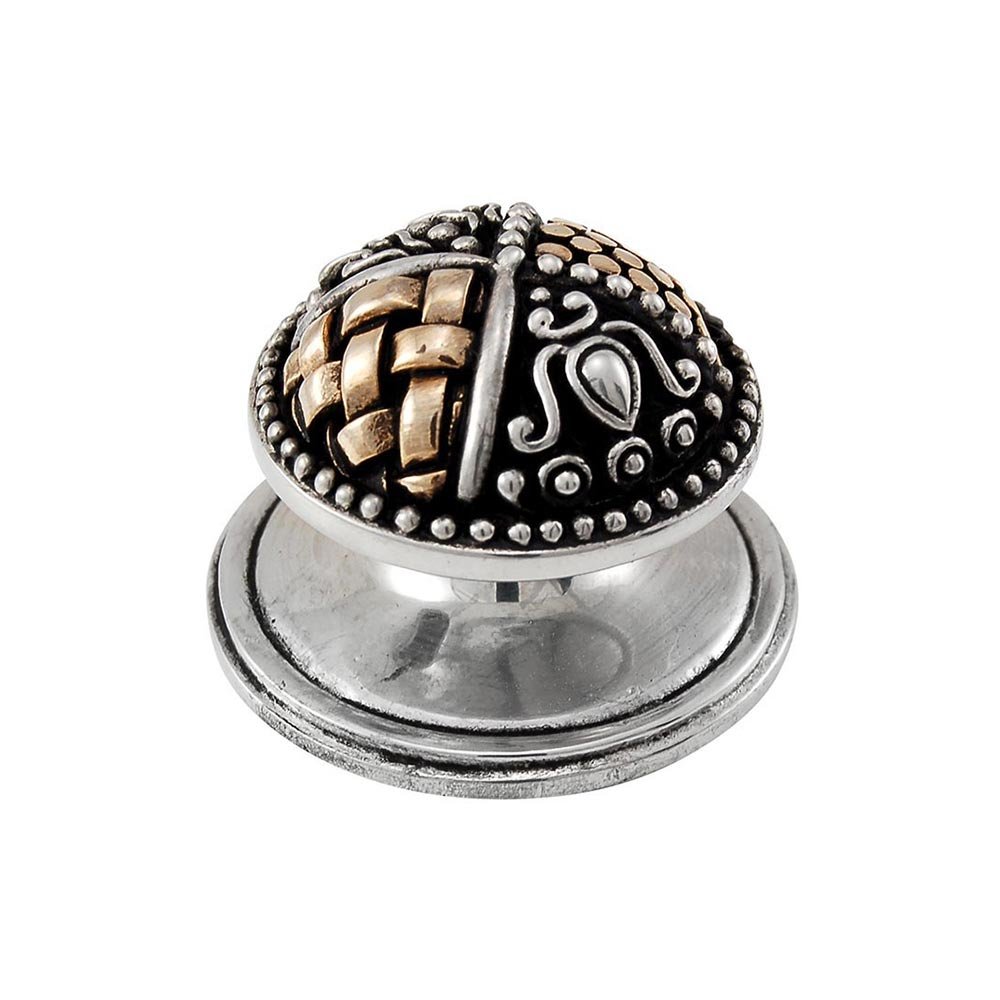 Two Tone Large Royal Round Knob 1 1/8" in Silver And Gold