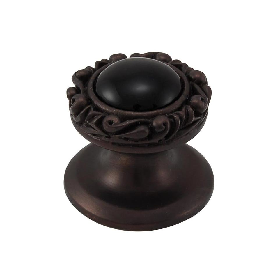 Round Gem Stone Knob Design 3 in Oil Rubbed Bronze with Black Onyx Insert