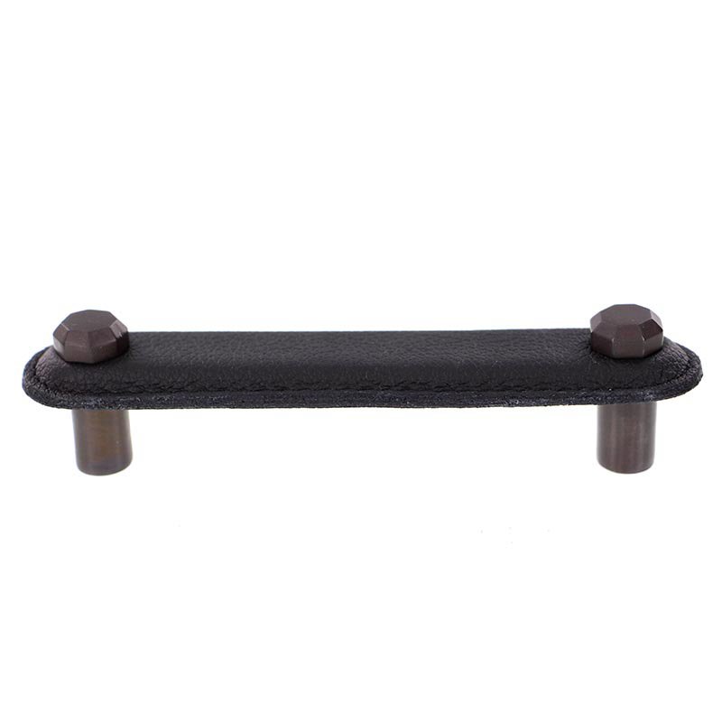 Leather Collection 4" (102mm) Carducci Pull in Black Leather in Oil Rubbed Bronze