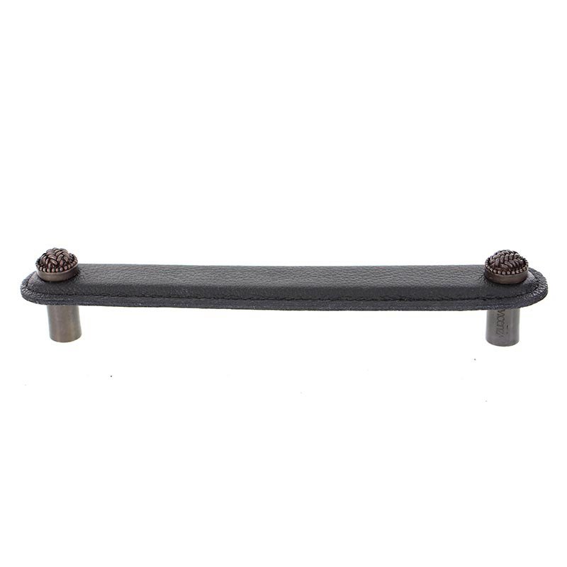 Leather Collection 6" (152mm) Cestino Pull in Black Leather in Oil Rubbed Bronze