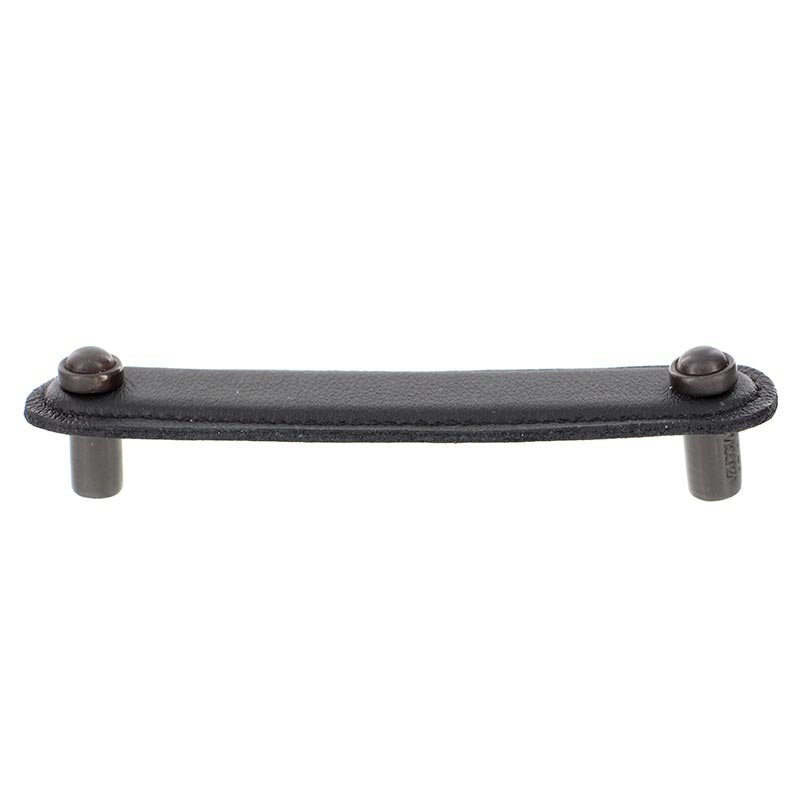 Leather Collection 5" (128mm) Magrini Pull in Black Leather in Oil Rubbed Bronze
