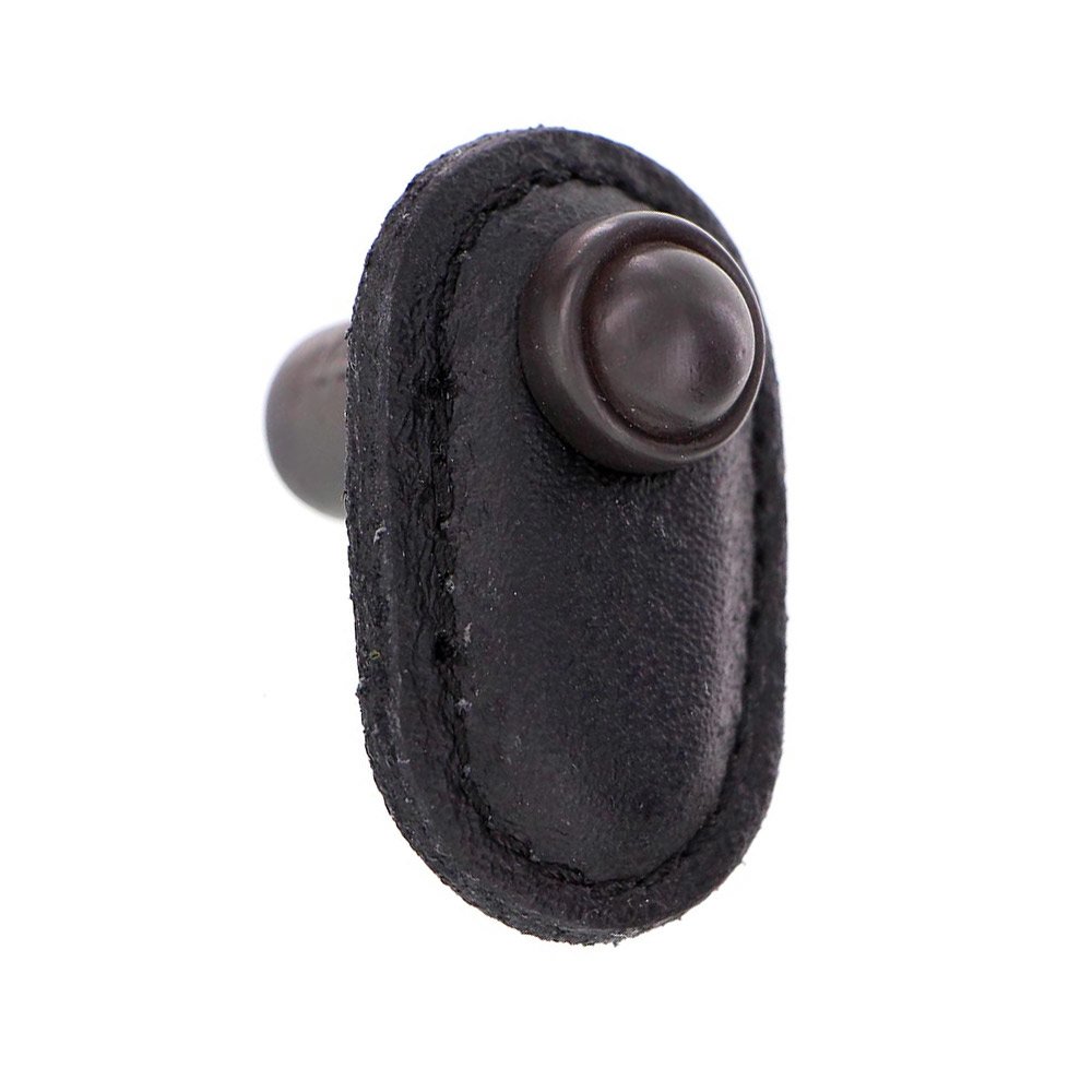 Leather Collection Magrini Knob in Black Leather in Oil Rubbed Bronze