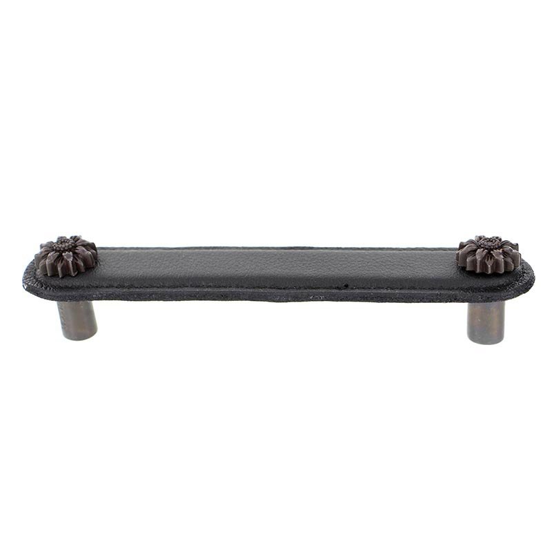 Leather Collection 5" (128mm) Margherita Pull in Black Leather in Oil Rubbed Bronze
