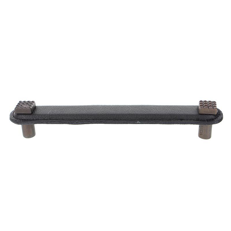Leather Collection 6" (152mm) Solferino Pull in Black Leather in Oil Rubbed Bronze