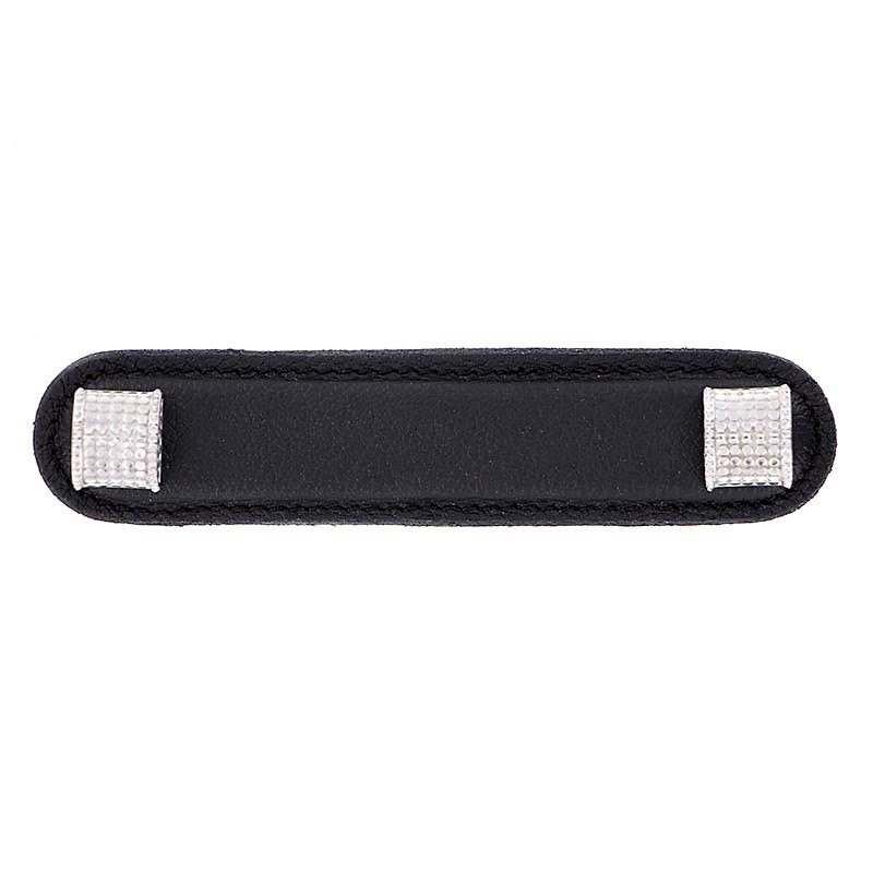 Leather Collection 4" (102mm) Tiziano Pull in Black Leather in Polished Nickel