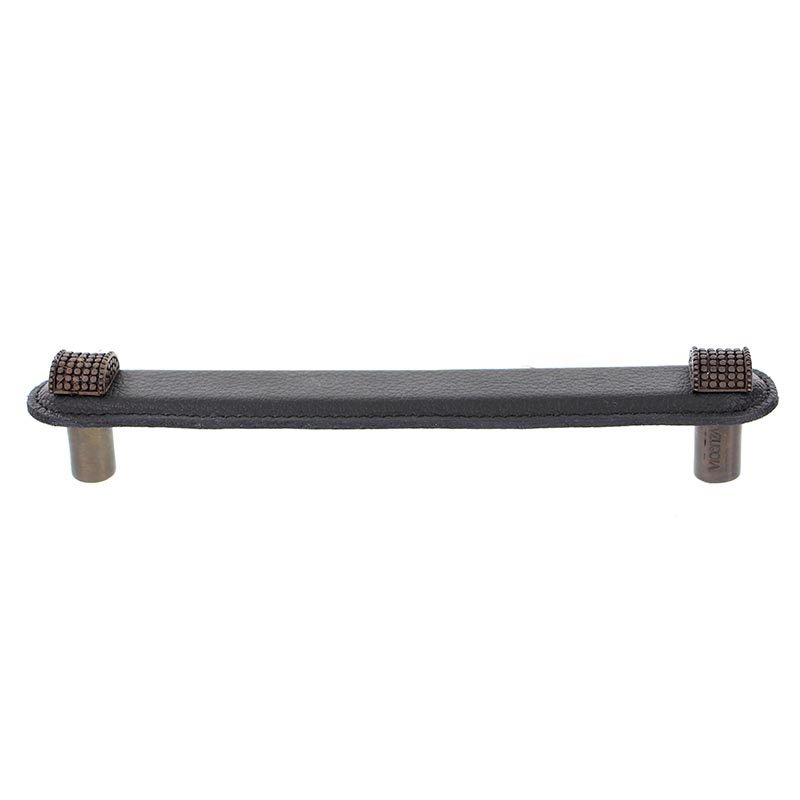 Leather Collection 6" (152mm) Tiziano Pull in Black Leather in Oil Rubbed Bronze
