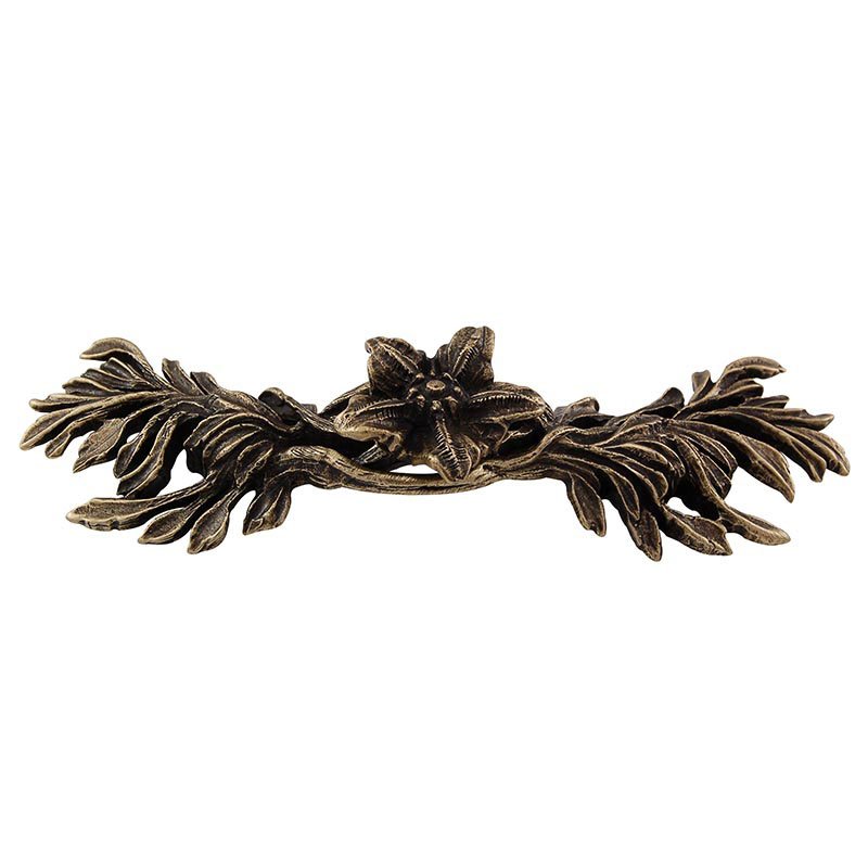 3" Centers Lily Pull in Antique Brass