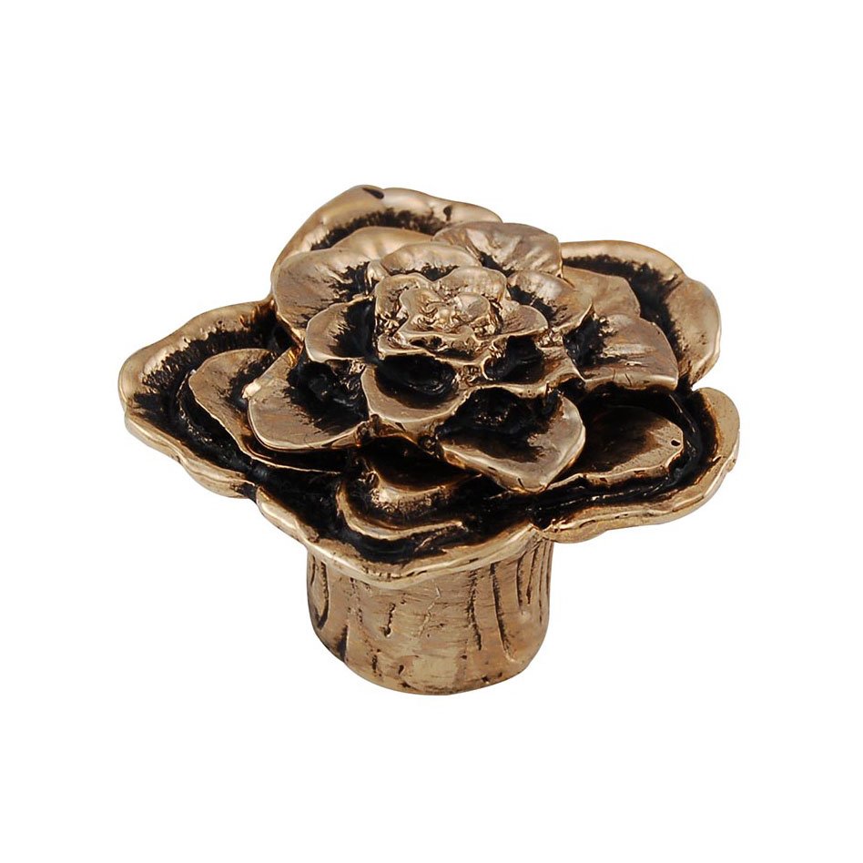 1 1/2" Double Rose Knob with Large Center in Antique Gold