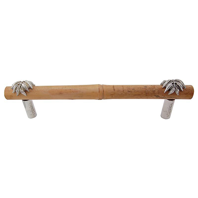 Handle with Bamboo - 9" Centers in Polished Nickel