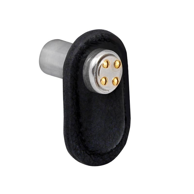 Leather Collection Rochetta Knob in Black Leather in Two Tone
