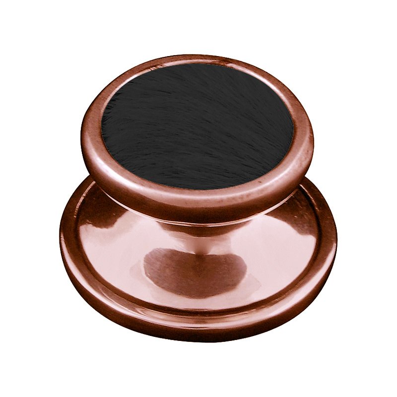 1 1/4" Knob with Insert in Antique Copper with Black Fur Insert