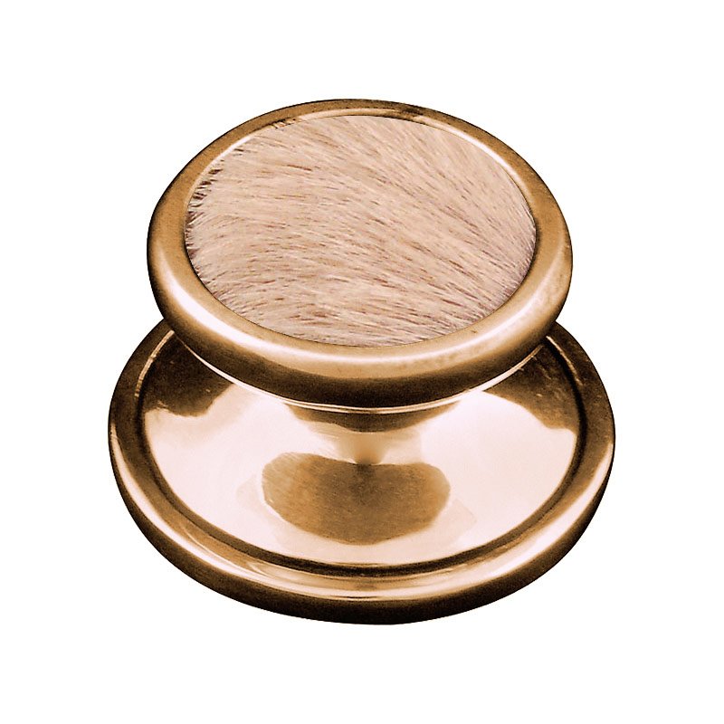 1 1/4" Knob with Insert in Antique Gold with Tan Fur Insert