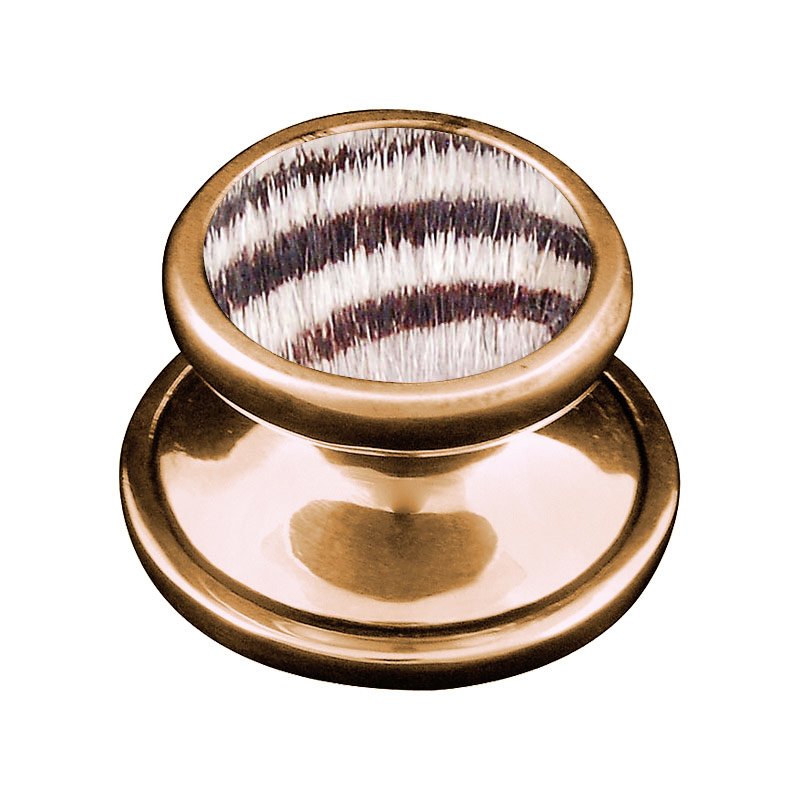 1 1/4" Knob with Insert in Antique Gold with Zebra Fur Insert