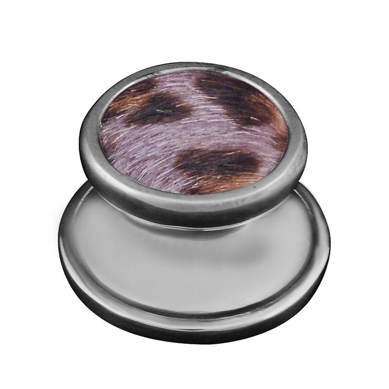 1 1/4" Knob with Insert in Antique Nickel with Gray Fur Insert