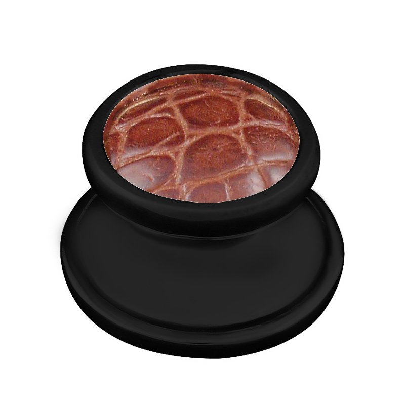 1 1/4" Knob with Insert in Oil Rubbed Bronze with Pebble Leather Insert