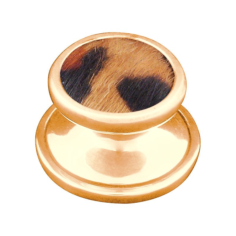 1 1/4" Knob with Insert in Polished Gold with Jaguar Fur Insert