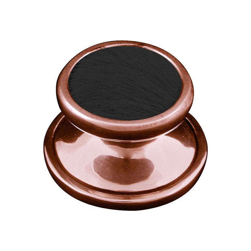 1" Knob with Insert in Antique Copper with Black Fur Insert