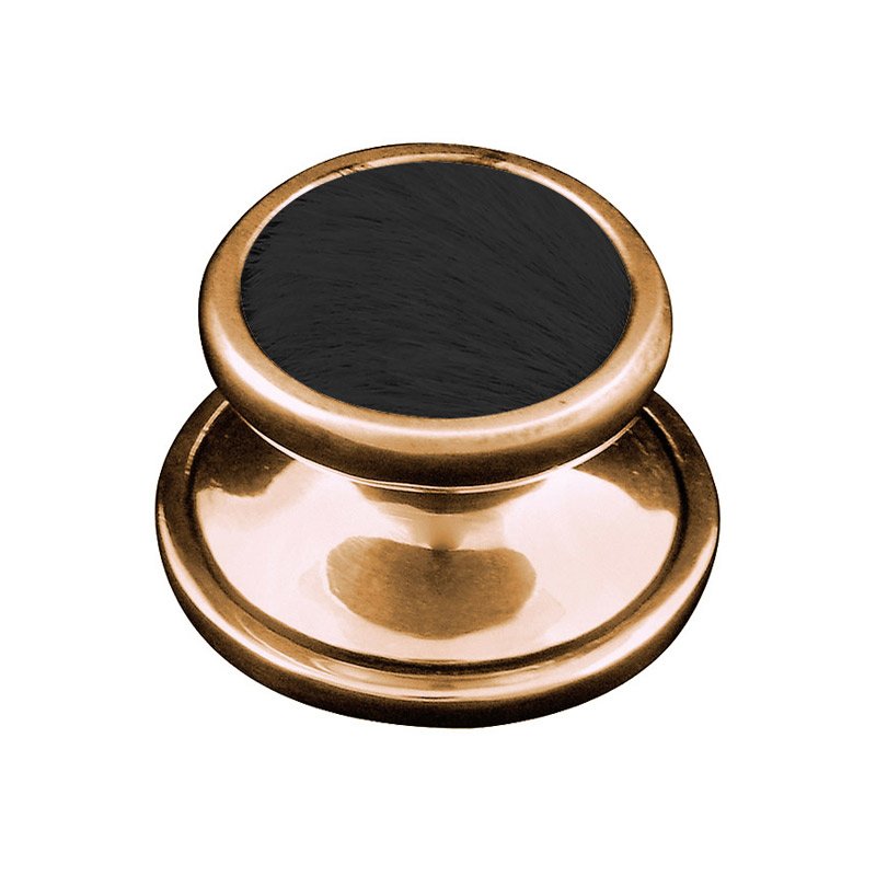 1" Knob with Insert in Antique Gold with Black Fur Insert