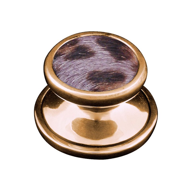 1" Knob with Insert in Antique Gold with Gray Fur Insert