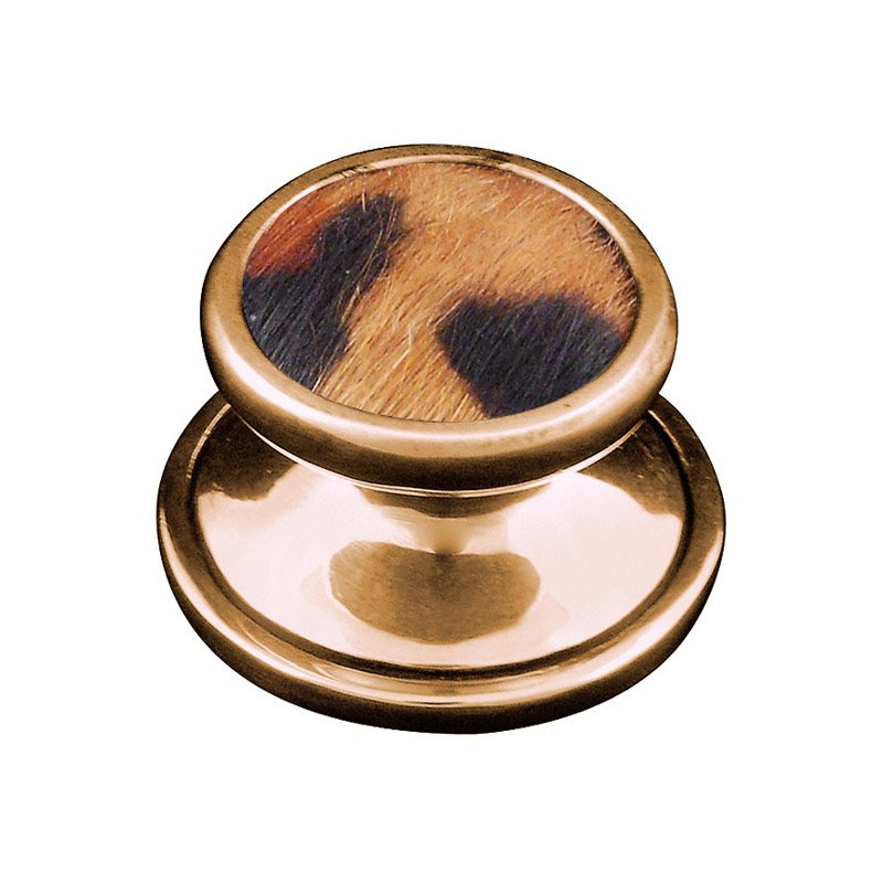 1" Knob with Insert in Antique Gold with Jaguar Fur Insert