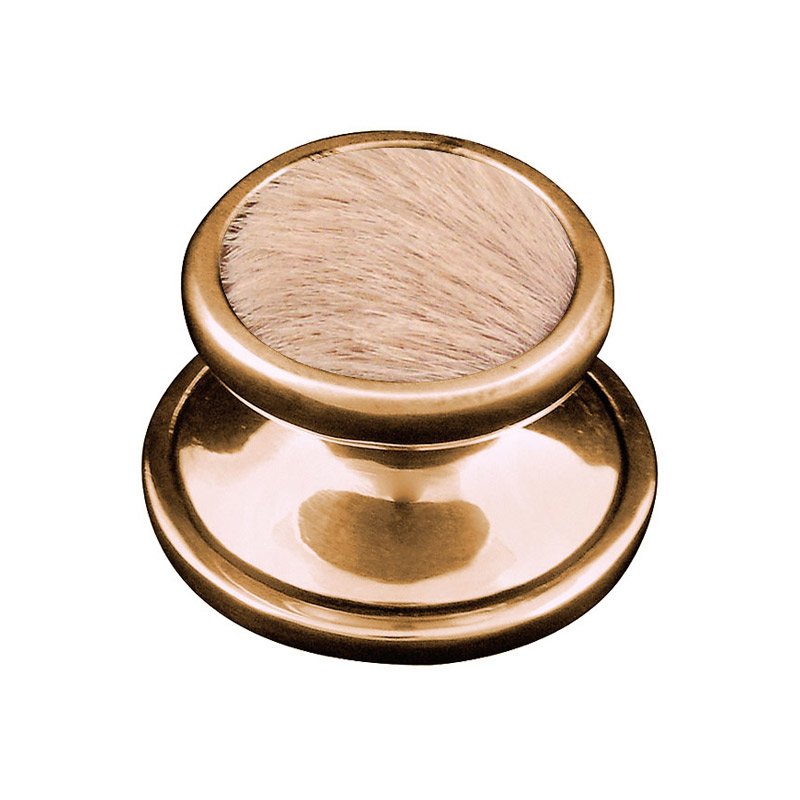 1" Knob with Insert in Antique Gold with Tan Fur Insert