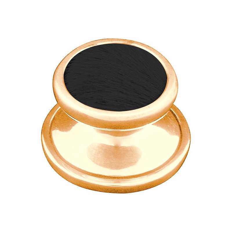 1" Knob with Insert in Polished Gold with Black Fur Insert